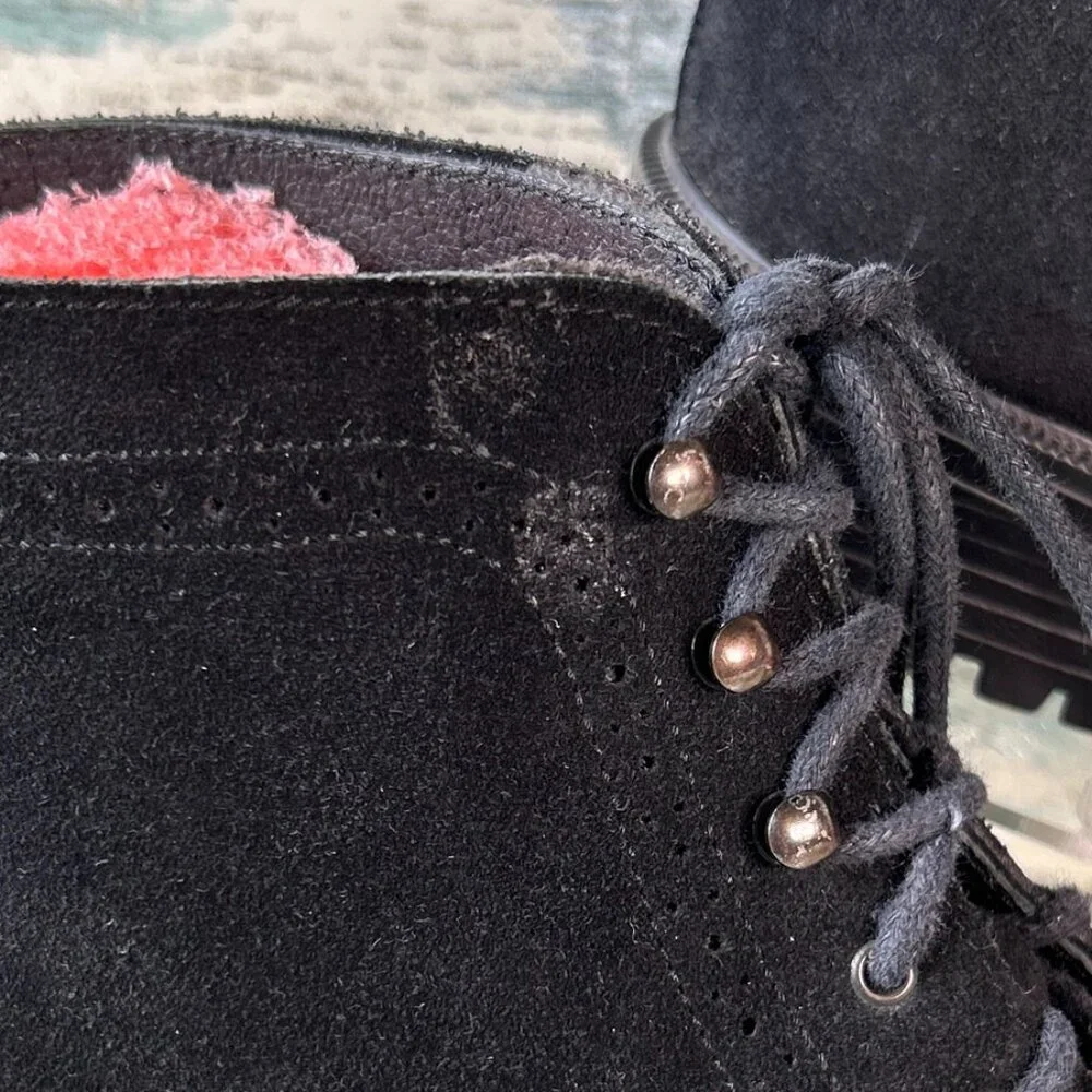 Eddie Bauer Vintage Ankle Boots Size 12M Black Suede Wingtip Lace Up Made In USA - Picture 8 of 14